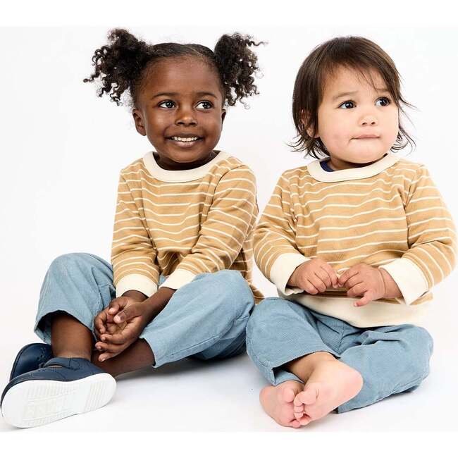 Remy Baby Sweatshirt, Camel French Stripe - Sweatshirts - 3