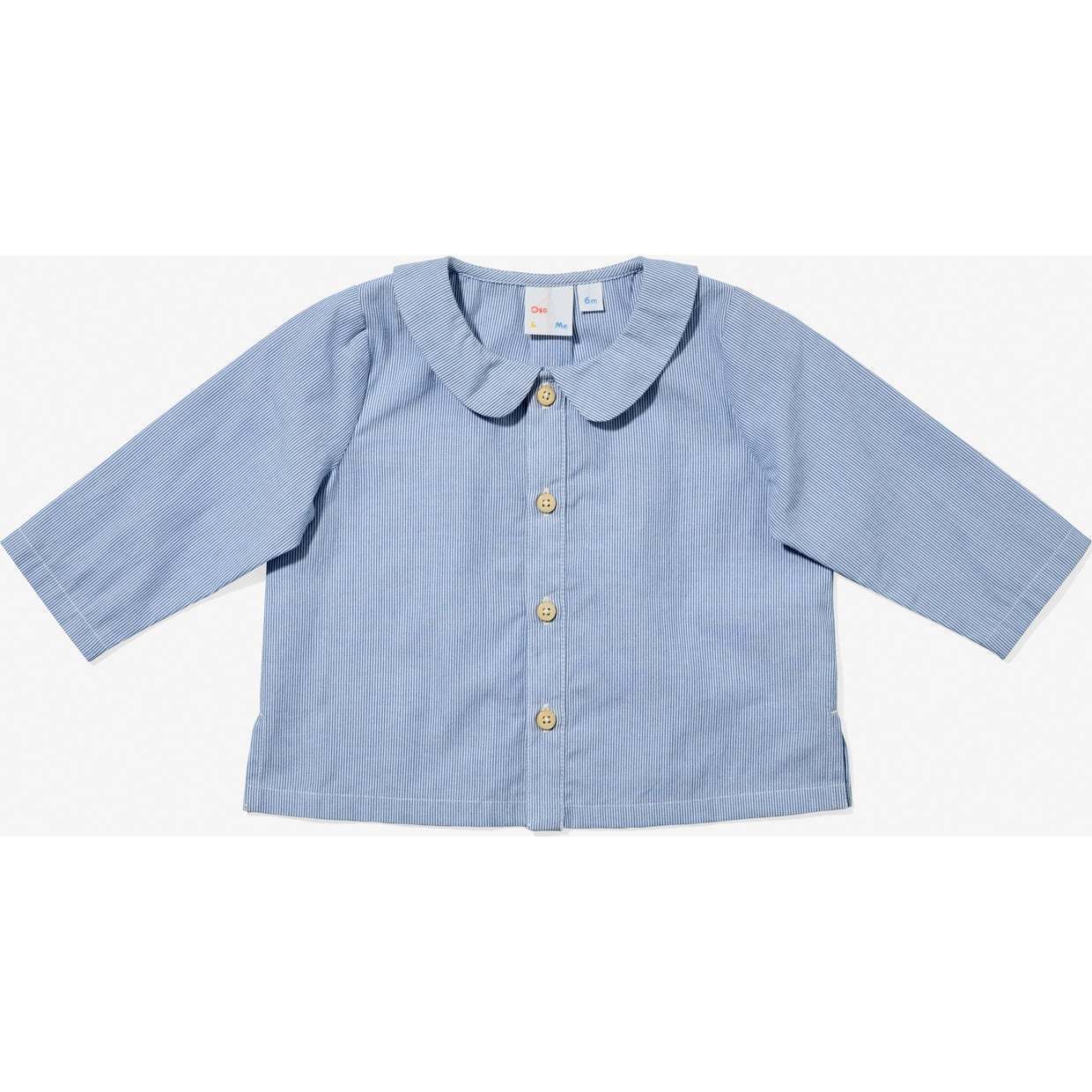 Jefferson Baby Shirt, Blue Pinstripe - Button Downs - 1