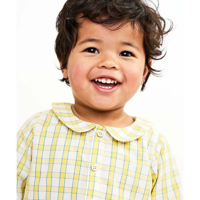 Jefferson Baby Shirt, Yellow Picnic Check - Button Downs - 3