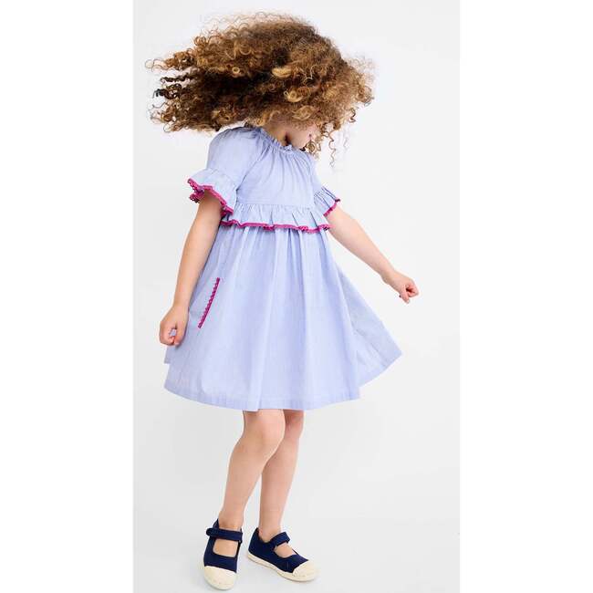 Diana Dress, Blue Pinstripe - Dresses - 4