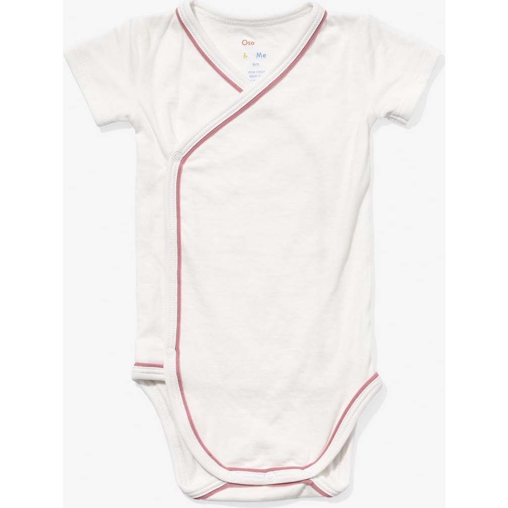 Crossbody Short Sleeve One-piece, Rose Piping - Onesies - 1