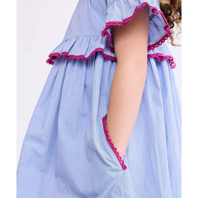 Diana Dress, Blue Pinstripe - Dresses - 5