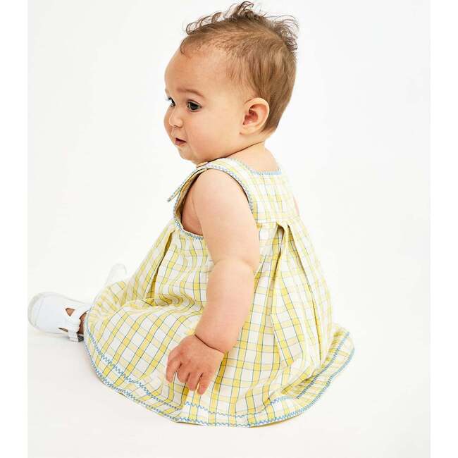 Daisy Baby Dress, Yellow Picnic Check - Dresses - 4