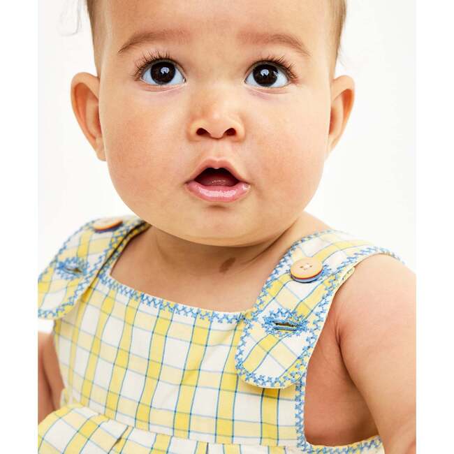 Daisy Baby Dress, Yellow Picnic Check - Dresses - 5