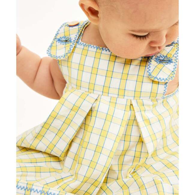 Daisy Baby Dress, Yellow Picnic Check - Dresses - 6
