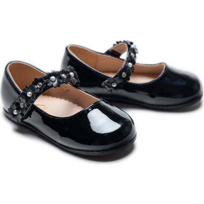 Amelia Floral Band Flats, Black