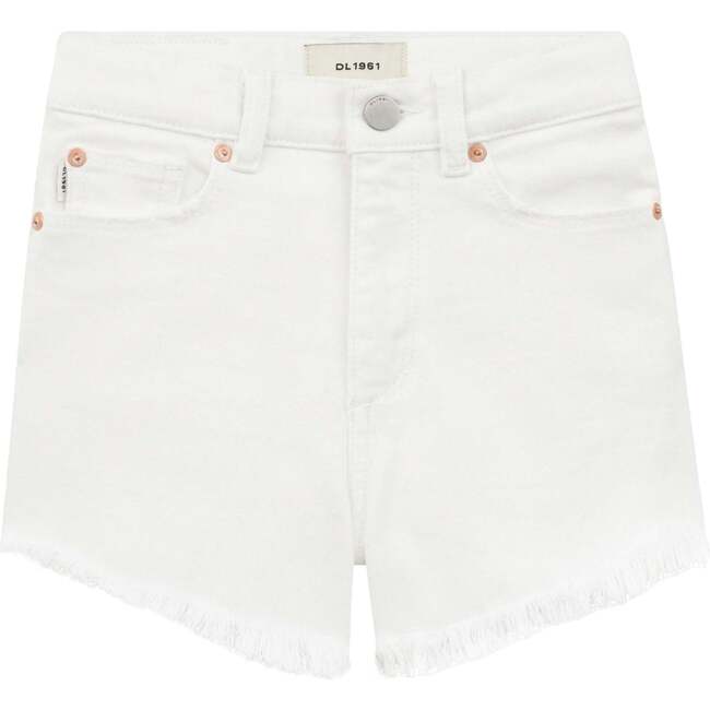 Lucy Shorts High Rise Cut Off, White Frayed