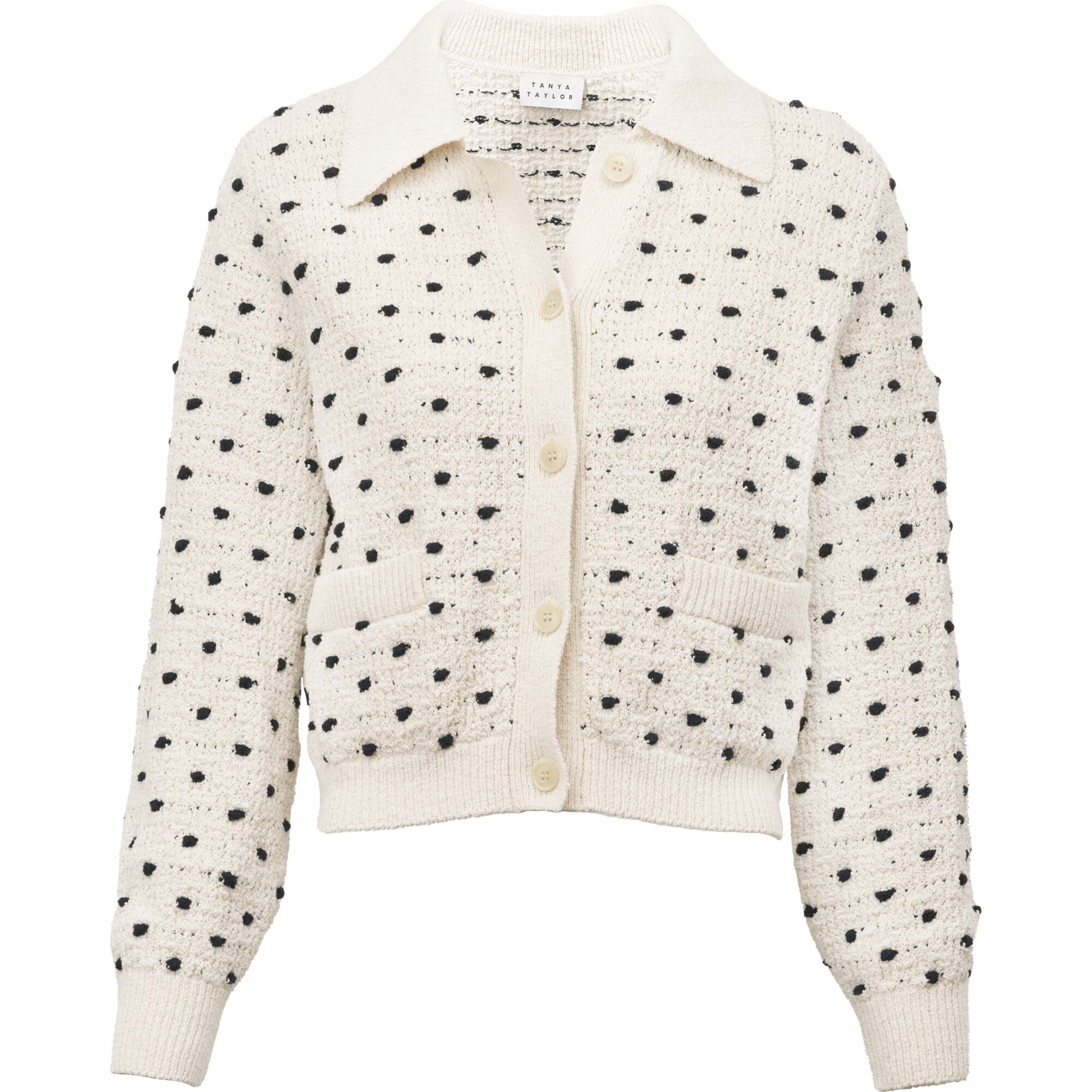 Veronica Cardigan, Cream/Black - Cardigans - 1