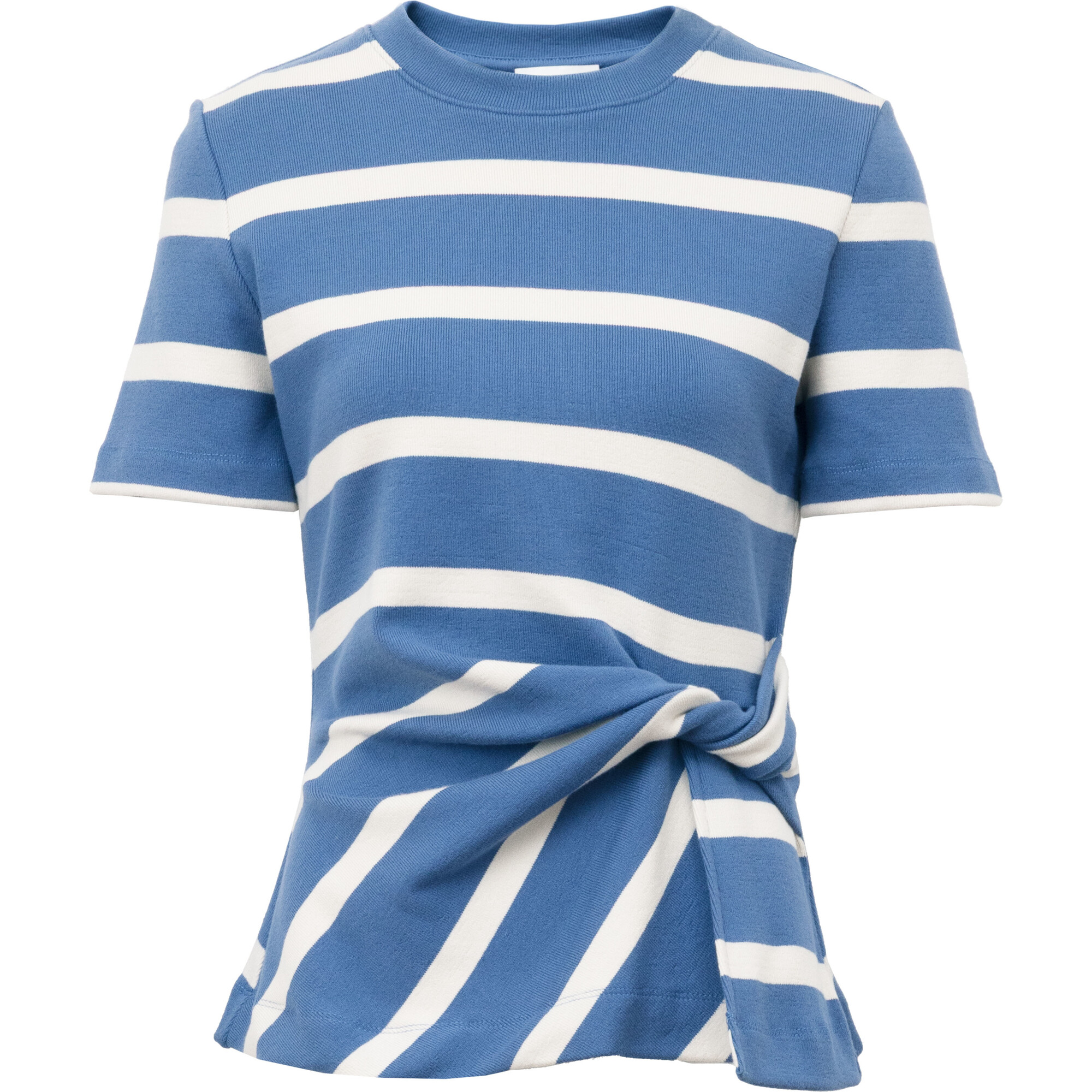 Short Sleeve Carlita Top, French Blue/Cream - T-Shirts - 1