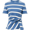 Short Sleeve Carlita Top, French Blue/Cream - T-Shirts - 1 - thumbnail