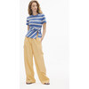 Short Sleeve Carlita Top, French Blue/Cream - T-Shirts - 2