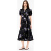Short Sleeve Midi Shivon Dress, Black/Periwinkle Multi - Dresses - 2