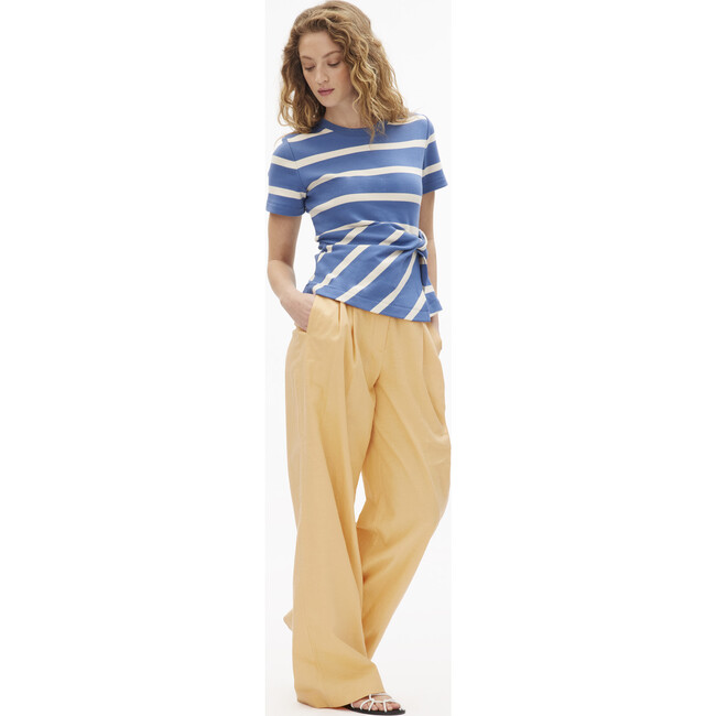 Short Sleeve Carlita Top, French Blue/Cream - T-Shirts - 3