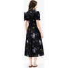 Short Sleeve Midi Shivon Dress, Black/Periwinkle Multi - Dresses - 4