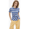 Short Sleeve Carlita Top, French Blue/Cream - T-Shirts - 5