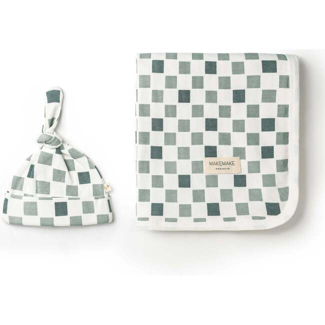 Organic Swaddle Blanket & Hat Set, Chequered - Swaddles - 2