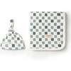 Organic Swaddle Blanket & Hat Set, Chequered - Swaddles - 2