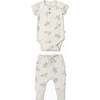 Organic Short Sleeve Romper & Pants Set, Turtles - Rompers - 1 - thumbnail