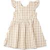 Organic Flutter Summer Dress, Brown Chequered - Dresses - 1 - thumbnail