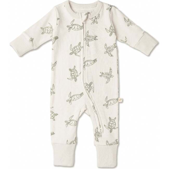 Organic 2-Way Zip Romper, Turtles