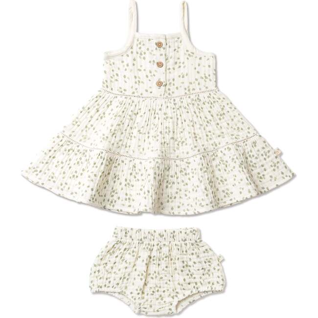 Organic Buttoned Tiered Dress, Petals