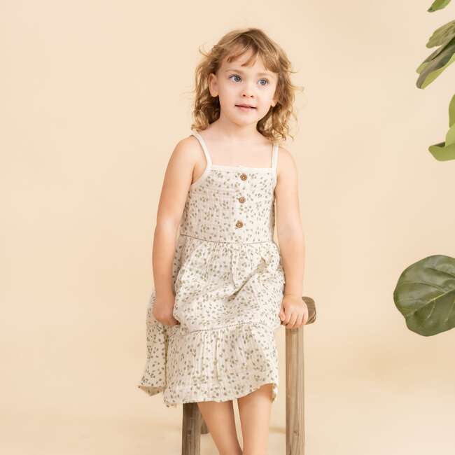 Organic Buttoned Tiered Dress, Petals - Dresses - 2