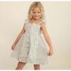 Organic Flutter Buttoned Tiered Dress, Sage Floral - Dresses - 2