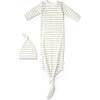Organic Kimono Knotted Sleep Gown, Sage Stripes - Nightgowns - 1 - thumbnail