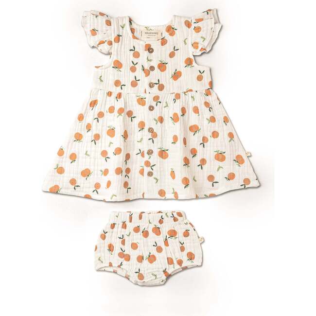 Organic Button Flutter Dress, Mandarin