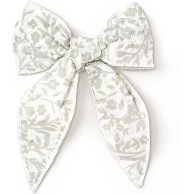Organic Hair Bow Clip, Sage Floral