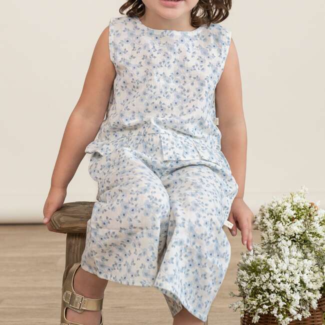Organic Ruffle Top & Pants Set, Blue Vines - Mixed Apparel Set - 2