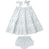 Organic Tiered Dress, Blue Vines - Dresses - 1 - thumbnail