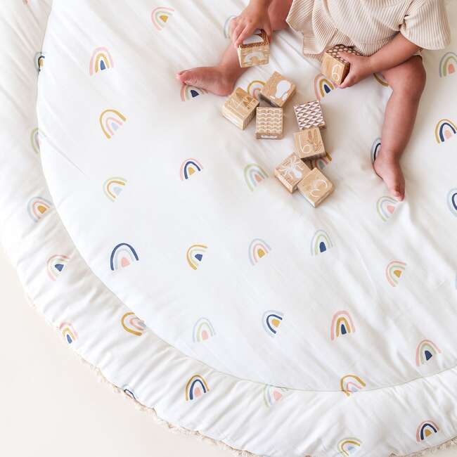 Organic Cotton Quilted Play Mat, Rainbow - Playmats - 3