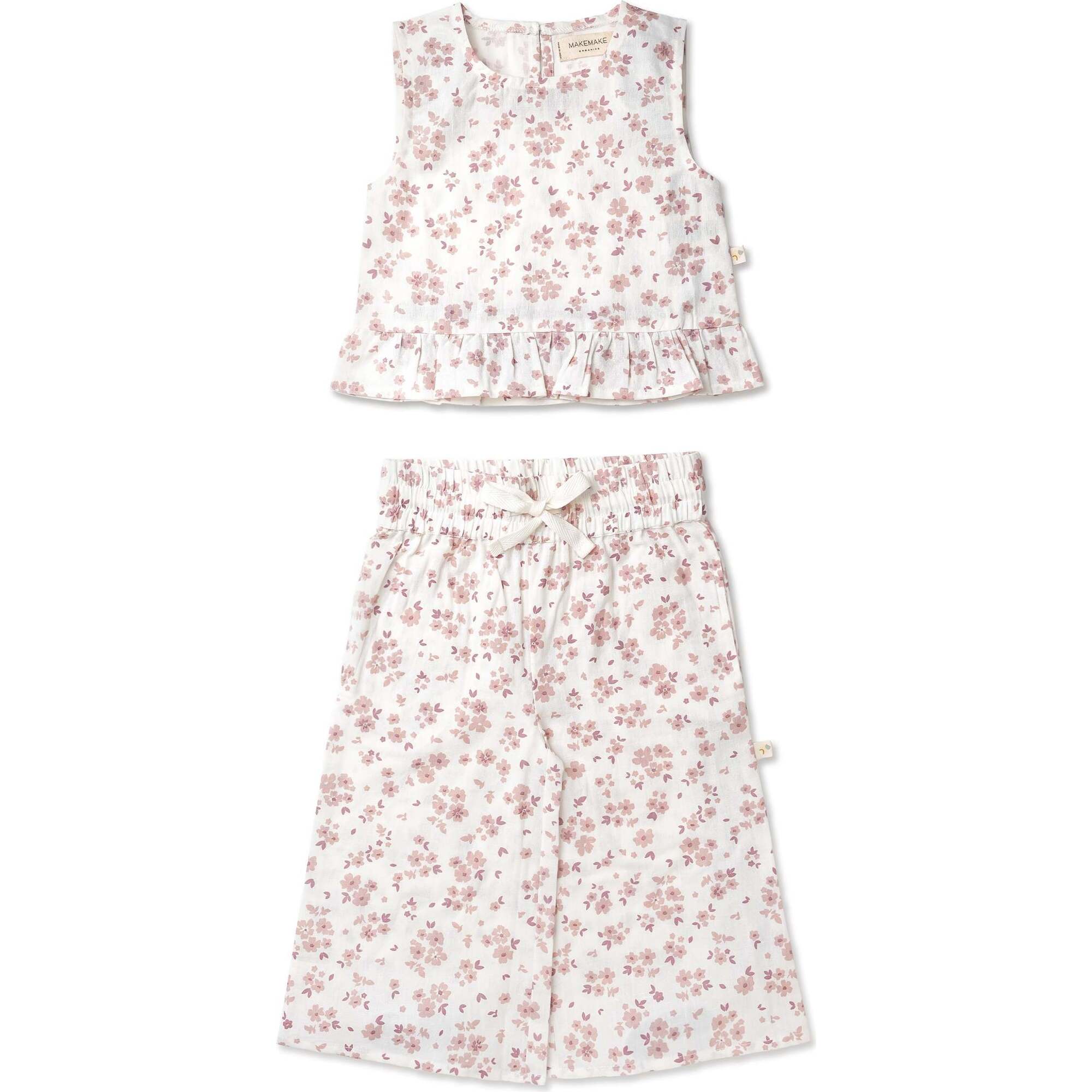 Organic Ruffle Top & Pants Set, Petit Floral - Mixed Apparel Set - 1
