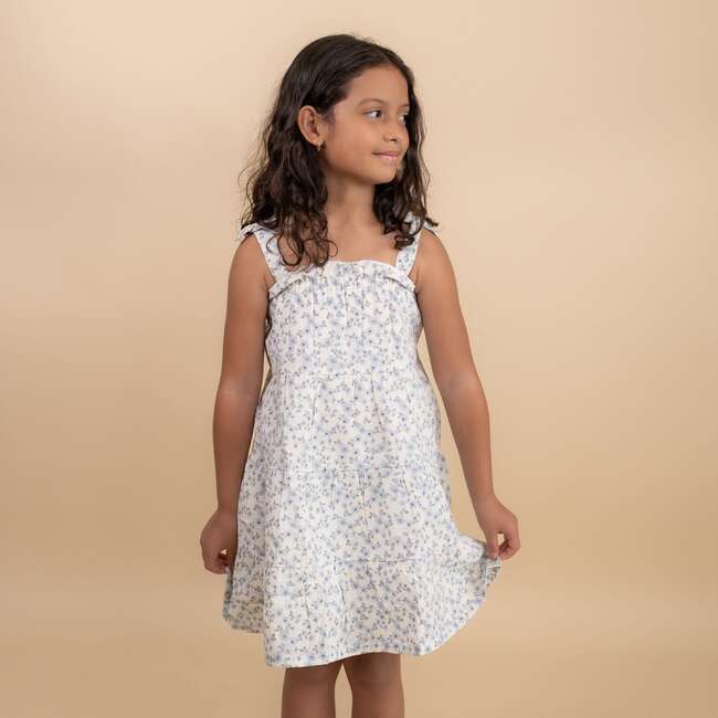 Organic Tiered Dress, Blue Vines - Dresses - 2