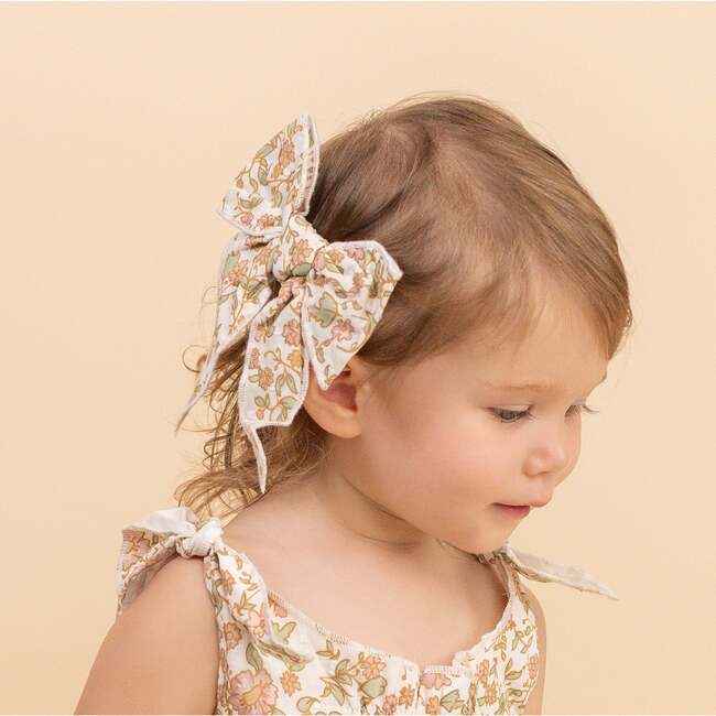 Organic Hair Bow Clip, Tuscan Bloom - Hair Accessories - 2