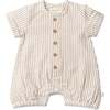 Organic Short Bubble Romper, Brown Stripes - Rompers - 1 - thumbnail