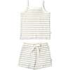 Organic Spaghetti Top & Short Set, Sage Stripes - Mixed Apparel Set - 1 - thumbnail