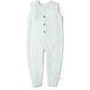 Organic Sleeveless Full Romper, Green Stripes - Rompers - 1 - thumbnail