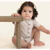Organic Short Bubble Romper, Brown Stripes - Rompers - 2
