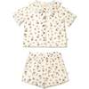 Organic Collared Puff Sleeve Top & Shorts Set, Fleur - Mixed Apparel Set - 1 - thumbnail