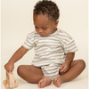 Organic Short Sleeve Bubble Romper, Sage Stripes - Rompers - 2