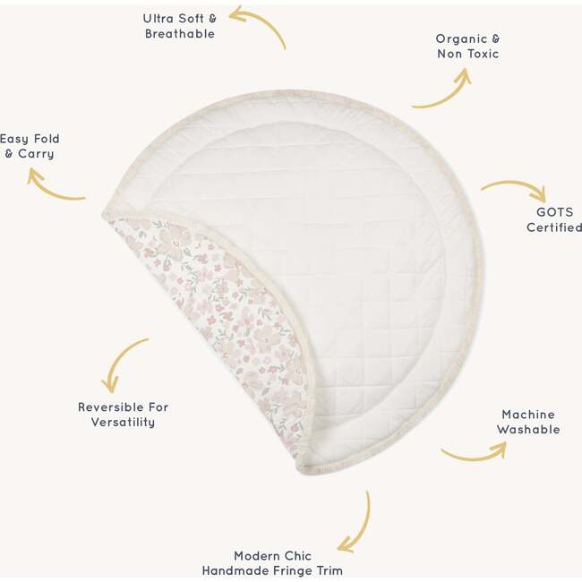 Organic Cotton Quilted Play Mat, Blossom - Playmats - 5