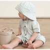 Organic Short Bubble Romper, Green Stripes - Rompers - 2