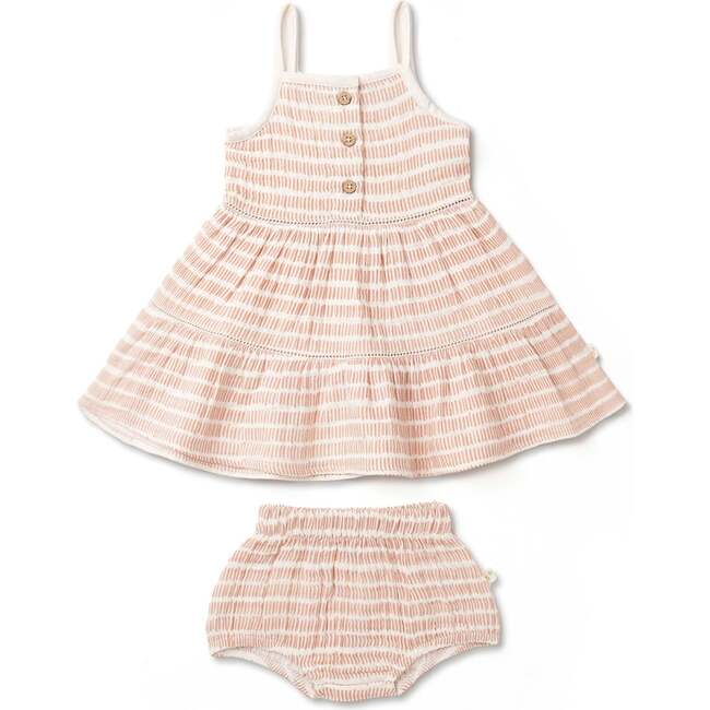 Organic Buttoned Tiered Dress, Dash Lines
