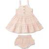 Organic Buttoned Tiered Dress, Dash Lines - Dresses - 1 - thumbnail
