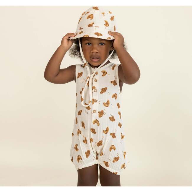 Organic Sleeveless Bubble Romper, Croissant - Rompers - 2