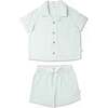 Organic Shirt & Shorts Set, Green Stripes - Mixed Apparel Set - 1 - thumbnail