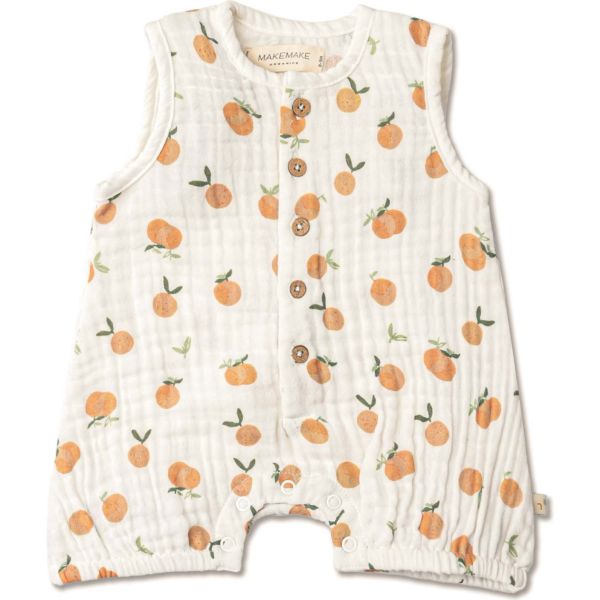 Organic Sleeveless Bubble Romper, Mandarin - Rompers - 1