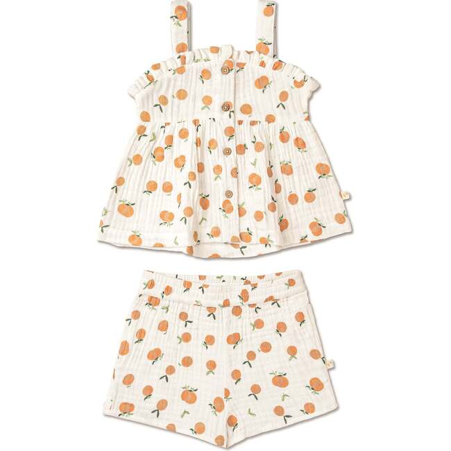 Organic Peplum Top & Shorts Set, Mandarin
